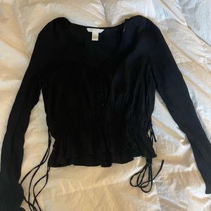 Black H&M black blouse crop top